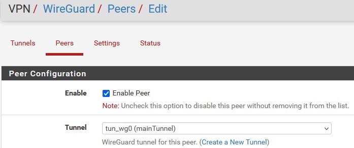 enable Wireguard peer