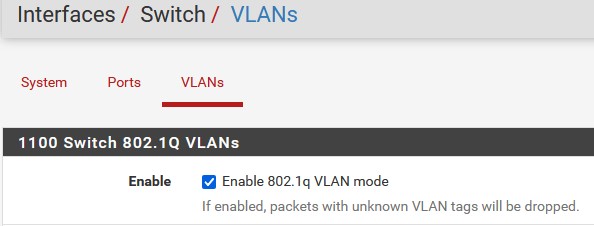 enable 802.1Q VLAN tagging pfsense