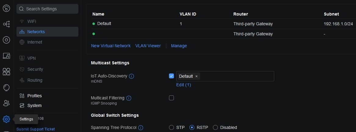 unifi network settings menu