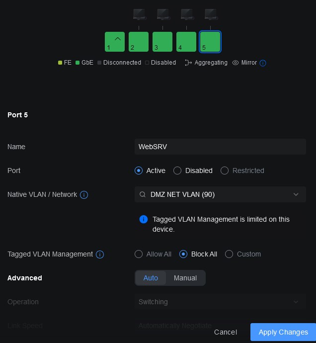 assigning the VLAN to a port